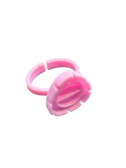 Lijm Ring met gleufjes, roze, 10 stuks