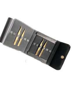 Lash eXtend Eyelash Tweezer Case glitter black and gold